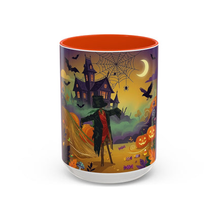 🌙🎃 The Scarecrow Of Haunted Hollow Colorful Mug – Whimsical Halloween Mystery