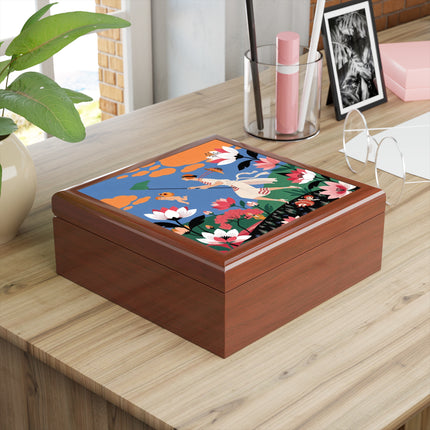 🪁🌺 The Lady Of The Flying Garden Jewelry Box – Art Deco Floral Fantasy