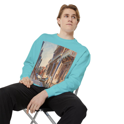 Gondola Moorings on the Grand Canal by John Singer Sargent Unisex Garment-Dyed Sweatshirt