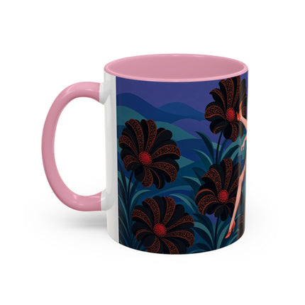 🖤🌺 The Midnight Floral Acrobat Colorful Mug – Art Deco Fashion Whimsy