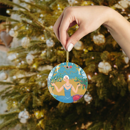 Art Deco Christmas Elegance Glass Ornament
