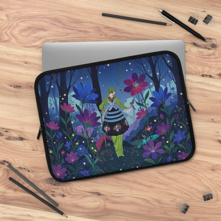 🌙🌸 The Lady Of The Firefly Garden Laptop Sleeve – Art Deco Floral Fantasy