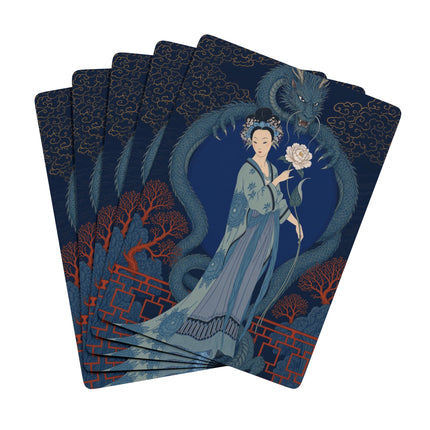🐉🌸 The Lady Of The Midnight Dragon Playing Cards – Art Deco Garden Fantasy