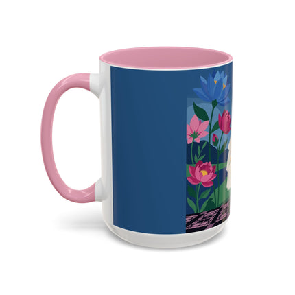 The Lady Of The Golden Parasol Colorful Mugs – Art Deco Botanical Elegance