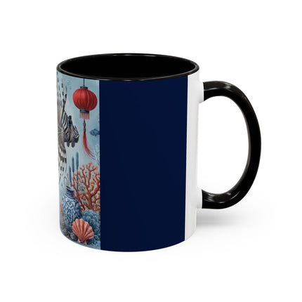 Lionfish & Lantern Colorful Mug – Mystical Ocean & Asian Harmony