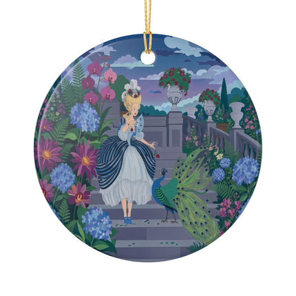 🦚🌸 The Peacock Garden Terrace Ceramic Ornament – Art Deco Floral Elegance