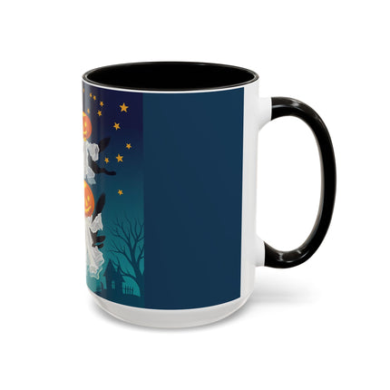 🐈‍⬛🎃 The Flying Black Cats Of Halloween Colorful Mug – Whimsical Storybook Charm