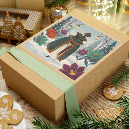 🏮❄️ The Winter Lantern Promenade Kiss-Cut Sticker – Art Deco Holiday Fantasy