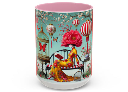 Reading in a Painted Garden Colorful Mugs (11oz, 15oz)
