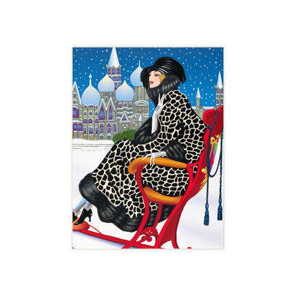 Elegant Winter Woman in Sleigh Ceramic Tile