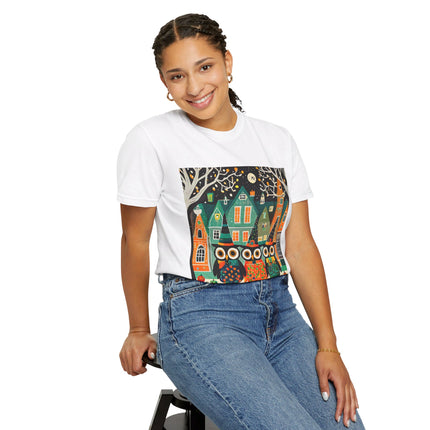 Night of the Trick-or-Treating Owlets Unisex Garment-Dyed T-shirt