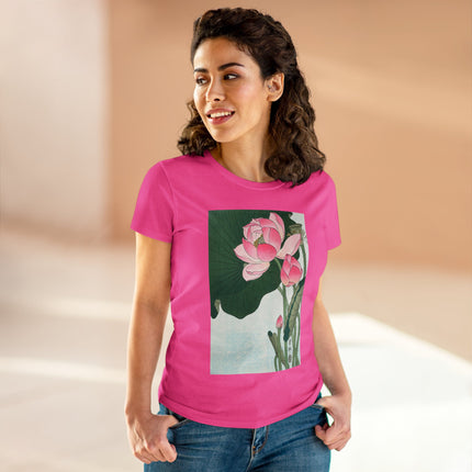 Blooming Lotus Flowers by Ohara Koson Women's Midweight Cotton Tee