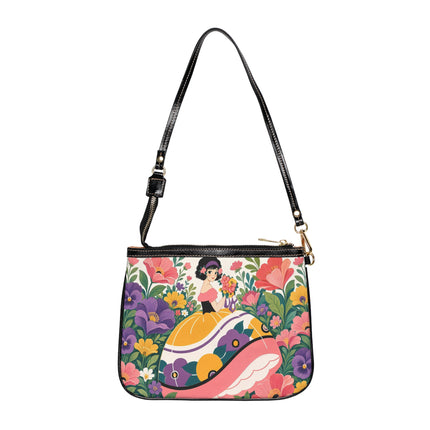 🌸💜 The Girl With The Flower Bouquet Small Shoulder Bag – Art Deco Floral Whimsy