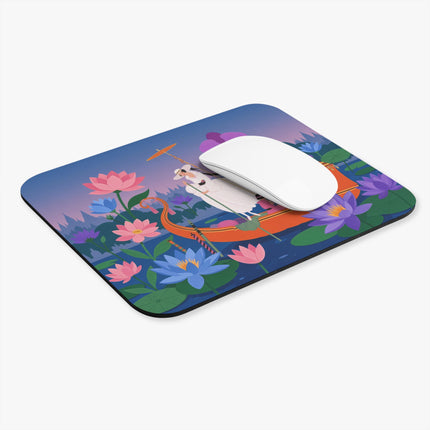 🪷🛶 The Lotus Lake Voyage Mouse Pad – Art Deco Garden Fantasy