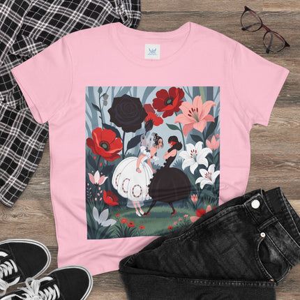 🌹🖤 The Midnight Rose Garden Cotton Tee – Art Deco Floral Fashion