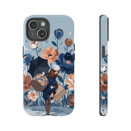 ☂️🌺 The Lady Of The Traveling Garden Phone Case – Art Deco Floral Adventure
