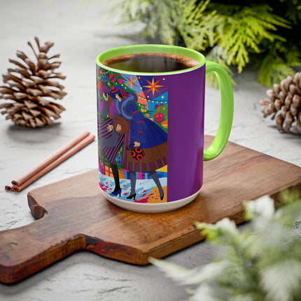 🎄✨ Christmas Among The Twinkling Trees Colorful Mug – Art Deco Holiday Fantasy