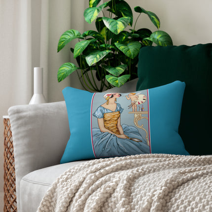 The Enchanting Painter: A Fairy's Artistic Touch Spun Polyester Lumbar Pillow