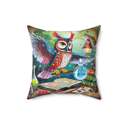 Owl's Magical Workshop Spun Polyester Square Pillow