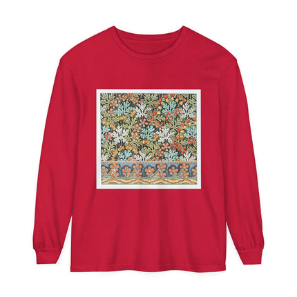 Art Nouveau Geranium Flower Garment-dyed Long Sleeve T-Shirt