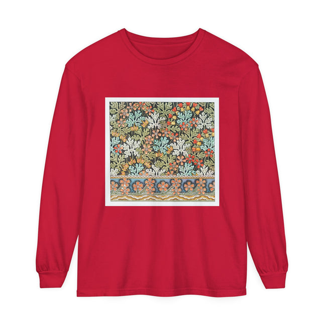 Art Nouveau Geranium Flower Garment-dyed Long Sleeve T-Shirt