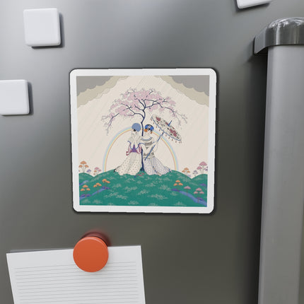 🌈☂️ Beneath The Rainbow Tree Die-Cut Magnets – Art Deco Spring Fantasy