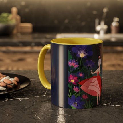 Moonlight Waltz Among The Blossoms Colorful Mugs – Art Deco Floral Enchantment