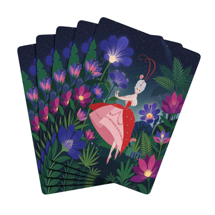 🌙🌺 The Lady Of The Midnight Flower Garden Playing Cards – Art Deco Floral Fantasy