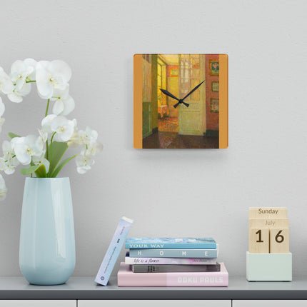 Interior, Window Light by Henri Le Sidaner Acrylic Wall Clock, Round & Square