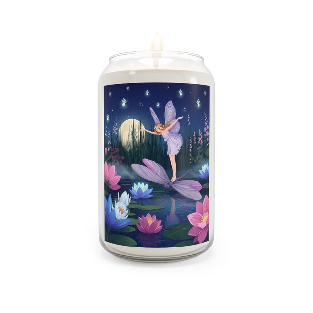 🧚‍♀️✨ The Moonlit Dragonfly Fairy Scented Soy Candle – Art Deco Floral Fantasy