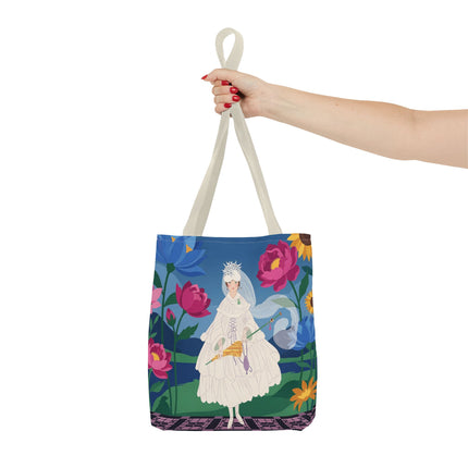 🌸👑 The Lady Of The Enchanted Flower Crown Tote Bag – Art Deco Garden Fantasy