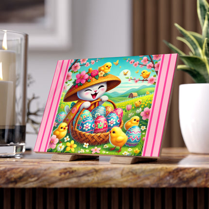 Geisha Kitten’s Easter Delight Ceramic Tile