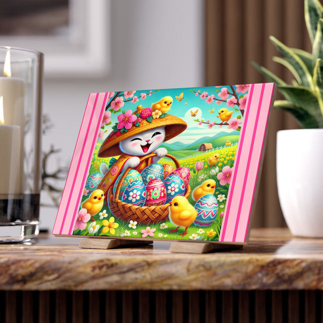 Geisha Kitten’s Easter Delight Ceramic Tile