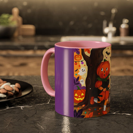 🎃🐈‍⬛ The Pumpkin Child’s Halloween Parade Colorful Mug – Whimsical Storybook Charm