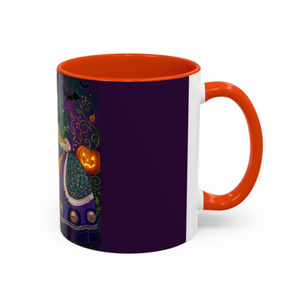 🎭🎃 The Masquerade Beneath The Pumpkin Lantern Colorful Mug – Theatrical Halloween Charm
