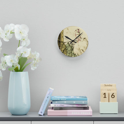 Sur talons rouges (On Red Heels) pl 02 by Gerda Wegener Acrylic Wall Clock, Round and Square
