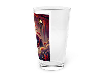 Regal Crimson Crane in the Autumn Mist Glass, 16oz