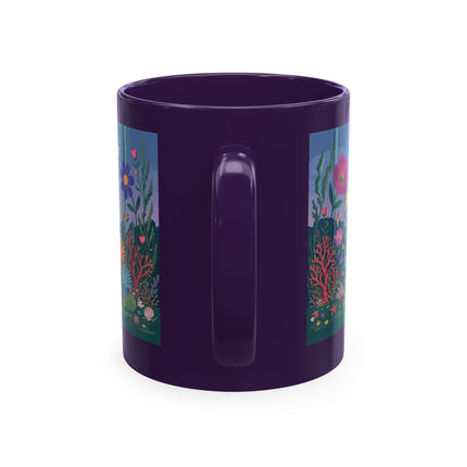 🐠🌸 The Lady Of The Underwater Flower Garden Ceramic Mug – Art Deco Aquatic Whimsy
