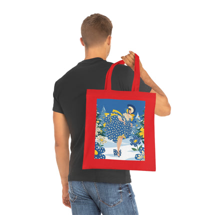 💙🎄 The Bluebell Christmas Promenade Cotton Tote Bag – Art Deco Holiday Elegance