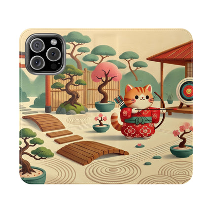 🏹🌸 Archer Kitten in the Zen Garden Flip Case – Focus, Whimsy & Zen Balance