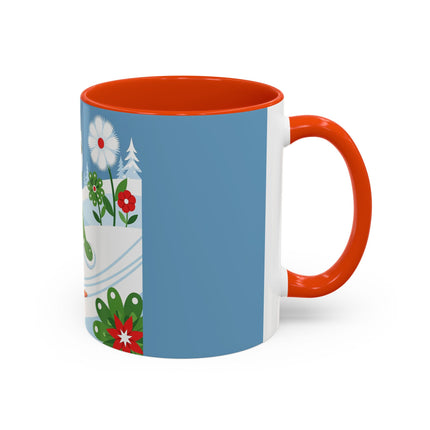 🎿❄️ The Winter Garden Skier Colorful Mug – Whimsical Holiday Fantasy