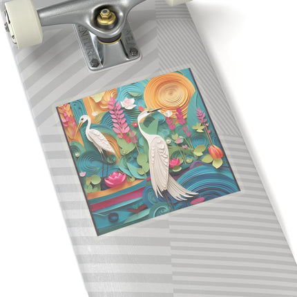 Elegant Egret Oasis Kiss-Cut Stickers (4 Sizes)
