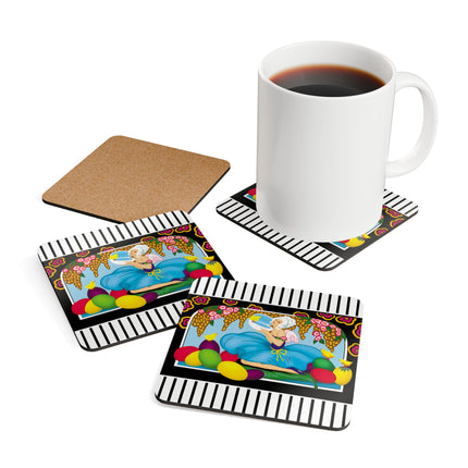 Blooms and Chicks Corkwood Coaster Set