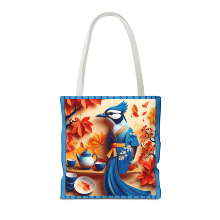 Blue Jay at an Autumn Tea Ceremony Tote Bag (AOP)