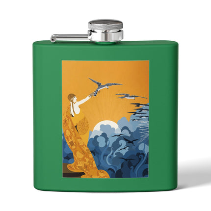 Falcon Mistress Stainless Steel Flask – Art Deco Majesty & Mythic Freedom