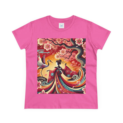 Fairy and Stork Beneath the Cherry Blossoms Cotton Tee