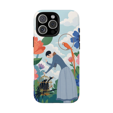 🦜🌺 The Lady Of The Garden Aviary Phone Case – Art Deco Floral Whimsy
