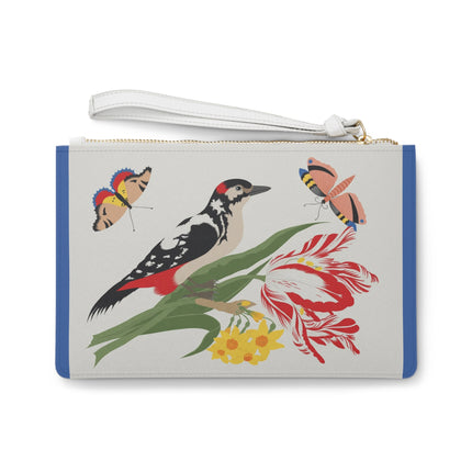 Woodpecker & Tulip Clutch Bag – Vibrant Energy & Cheerful Charm