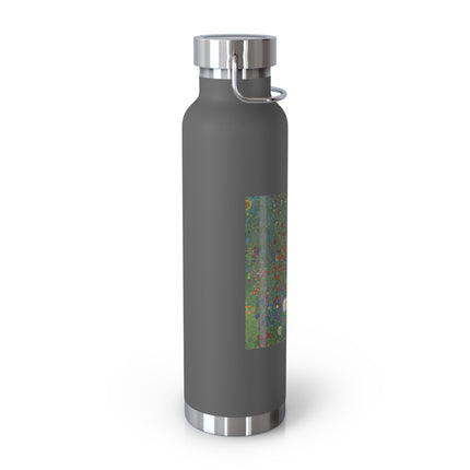Farm Garden with Sunflowers by Gustav Klimt Copper Vacuum Insulated Bottle, 22oz