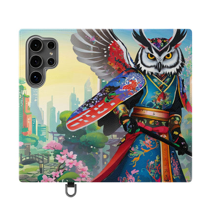 🦉⚔️ Cyberpunk Samurai Owl Flip Case – Neon Wisdom & Warrior Honor